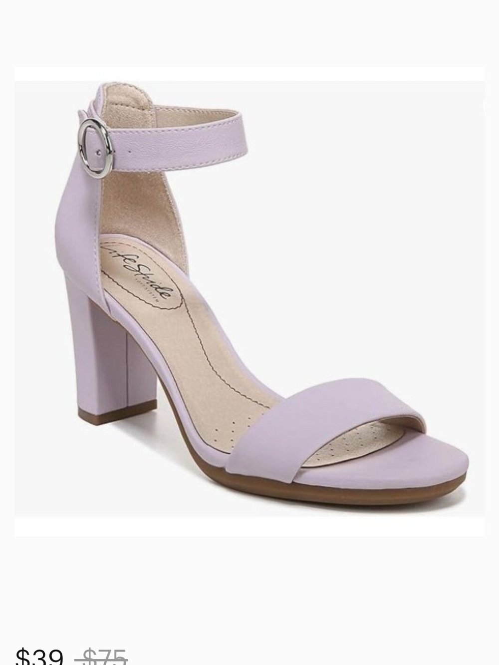 NWOT-Lilac Ankle-Strap Block Heel AVERLY style - Life Stride 10W (41)